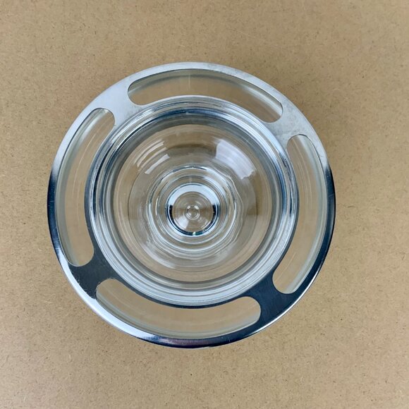 Vintage Glass Stainess Steel Ring Caviar Shrimp Cocktail Icer Server - Picture 5 of 16